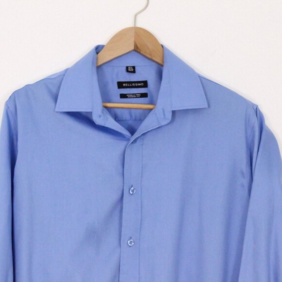 *Mens Bellisimo Blue Button Up Dress Shirt - Picture 3 of 6
